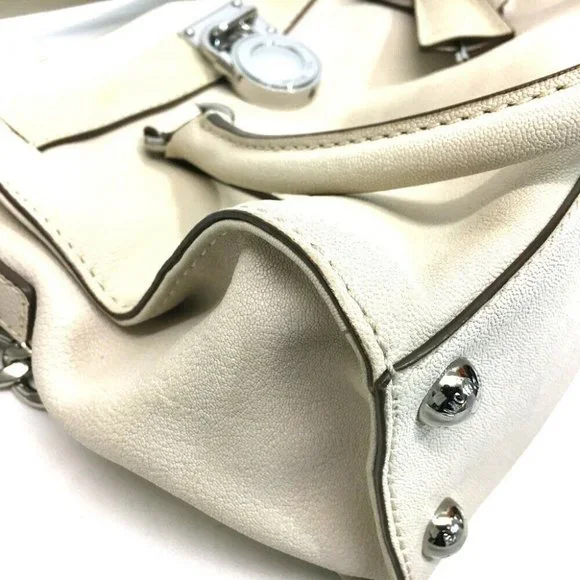 MICHAEL KORS Hamilton Satchel Hand Bag Shoulder Bag 2way bag Off-White - Picture 5 of 9